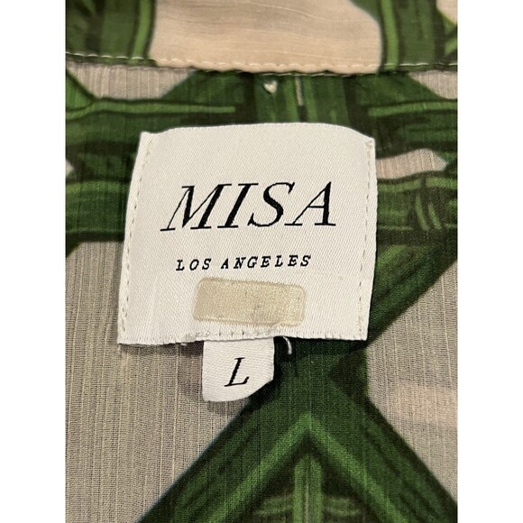 MISA Los Angeles Laura Short-Sleeve Midi Chiffon Shirtdress Size Large - Picture 12 of 12